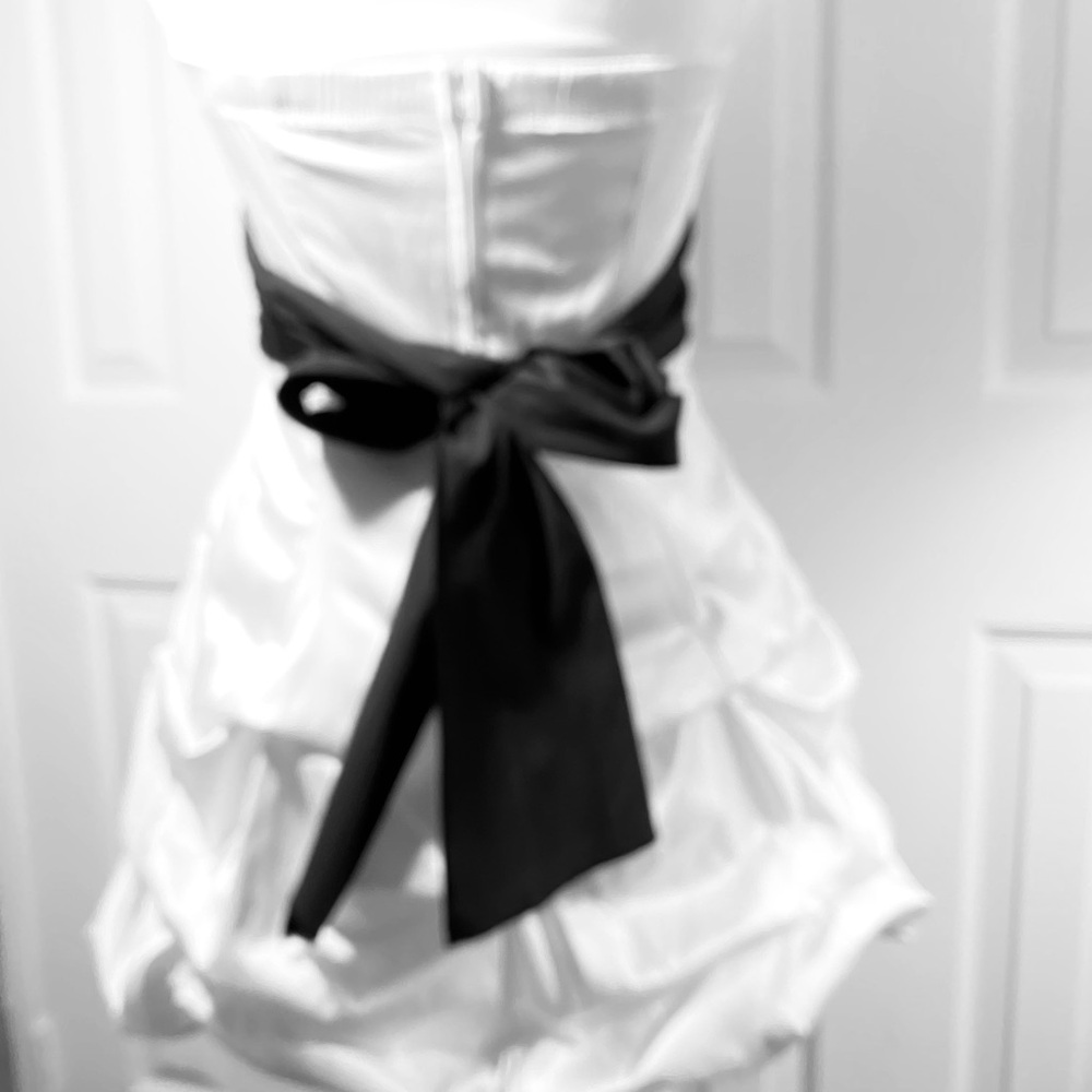 “ Ruby Rose”White Strapless Sequins Black-Bow-Sas… - image 4